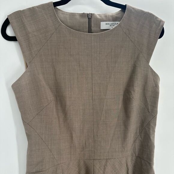 MM Lafleur The Toi Dress Size 6 Tan Savannah A-Lined Wool Blend Business - Picture 3 of 10